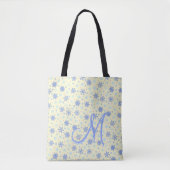 Pastel Yellow Snowflakes Moderne elegante monogram Draagtas (Voorkant)