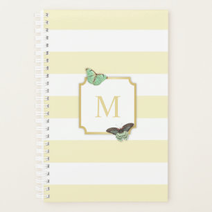 Pastel Yellow Stripes avec Papillons Monogramme