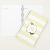 Pastel Yellow Stripes met Butterflies Monogram Planner (Display)