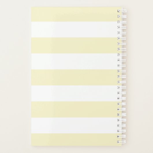 Pastel Yellow Stripes met Butterflies Monogram Planner (Achterkant)