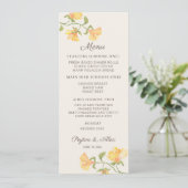 Pastel Yellow Waterverf Floral Weddenschap Recepti Menu (Staand voorkant)