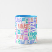 Pastel Yoga Word Cloud Elegant Patroon Mok (Midden)