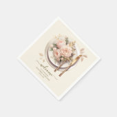 Pastel Zachte Blush Perzik Bloemen Bruiloft Servet (Hoek)