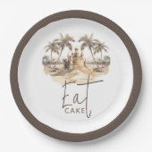 Pastel Zand Elegant Beach Party Eet Cake Papieren Bordje (Voorkant)