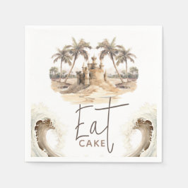 Pastel Zand Elegant Beach Party Eet Cake Servet