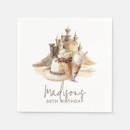 Pastel Zand Elegant Beach Party Gepersonaliseerd Servet