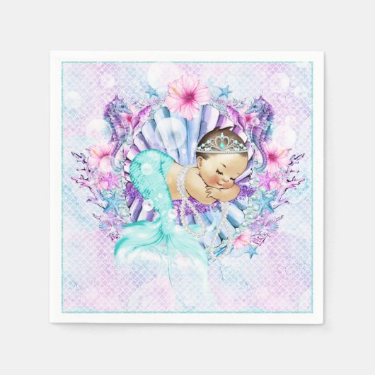 Pastel Zeemeermin Baby shower servetten (Voorkant)