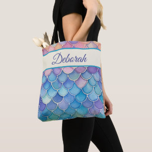 Pastel zeemeermin schalen gepersonaliseerd draagtas