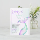 Pastel Zeemeermin Staart Verjaardag Uitnodiging (Staand voorkant)