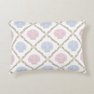 Pastel Zeeschelp Kust Strand Lattice Patroon Accent Kussen