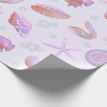 Pastel Zeeschelp & Parel Oceaan Patroon Cadeaupapi