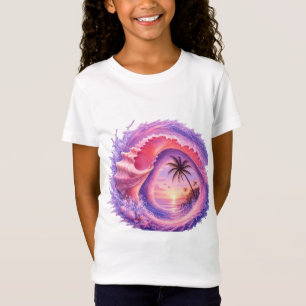 Pastel Zeeschelpen Zonsondergang Golf – Droomtropi T-shirt