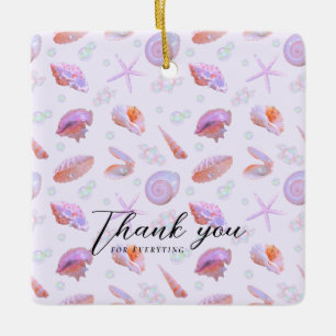 Pastel Zeeschelpenpatroon met Aangepaste Tekst Keramisch Ornament
