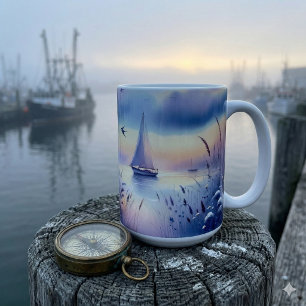 Pastel Zeilboot Kust Droomlandschap Koffiemok