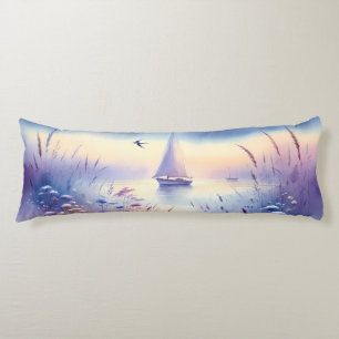 Pastel Zeilboot Kust Droomlandschap Lichaamskussen