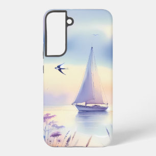 Pastel Zeilboot Kust Droomlandschap Samsung Galaxy Hoesje