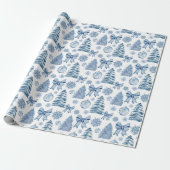 Pastel zilver blauw moderne bogen kerstcadeau cadeaupapier (Uitgerold)