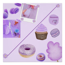 Pastel Zoete Collage Glanzende Poster-muurkunst