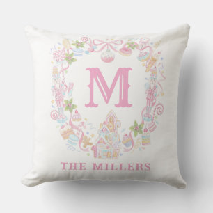 Pastel Zoete Kerst Traktaties Monogram Wapen Kussen