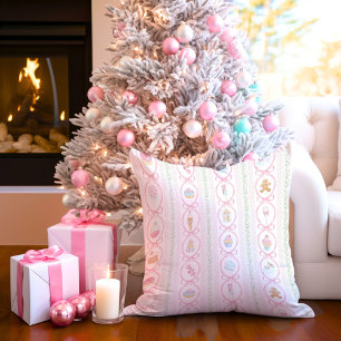 Pastel Zoete Kersttraktaties Monogram Crest Kussen