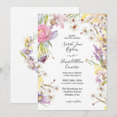 Pastel zomer bloemenbruiloft kaart (Voorkant / Achterkant)