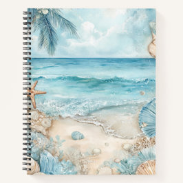 PASTEL ZOMER STRANDSCÈNE MET SCHELPEN NOTITIEBOEK
