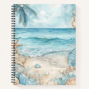 PASTEL ZOMER STRANDSCÈNE MET SCHELPEN NOTITIEBOEK
