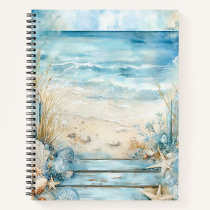 PASTEL ZOMER STRANDSCÈNE MET SCHELPEN NOTITIEBOEK
