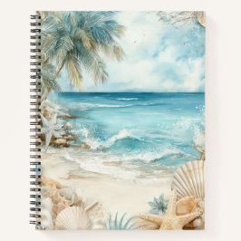 PASTEL ZOMER STRANDSCÈNE MET SCHELPEN NOTITIEBOEK