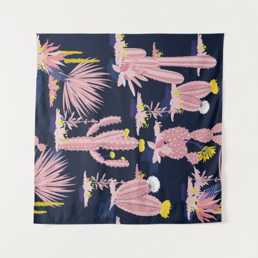 Pastel zomercactus zonder naadloze patroon op dd wandkleed (Voorkant (horizontaal))