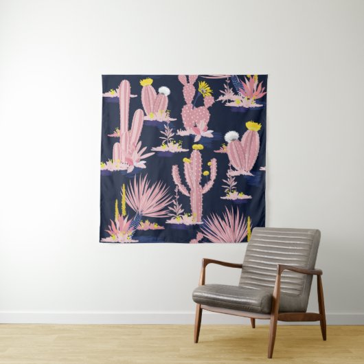Pastel zomercactus zonder naadloze patroon op dd wandkleed (In situ)