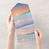 Pastel Zonsondergang Bestemming Ocean Beach Bruilo All In One Uitnodiging (Afscheurbaar)