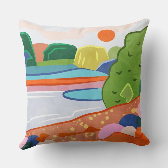 Pastel zonsondergang over de vallei kussen (Achterkant)