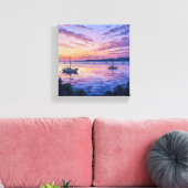 Pastel Zonsondergang Zeilboten Canvas Print | Kust (Insitu (Woonkamer))