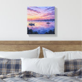 Pastel Zonsondergang Zeilboten Canvas Print | Kust (Insitu (Slaapkamer))