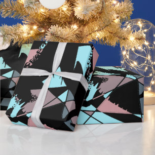 Pastel zwart blauw roze grijs abstract cadeaupapier