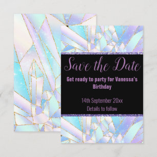 PASTEL ZWARTE KRISTAL SAVE THE DATE RSVP KAARTJE
