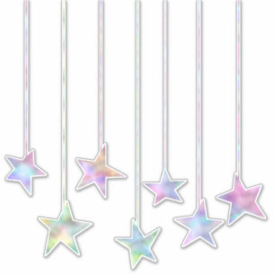 Pastel-zwirl-holografische sterren en lint-schatti sticker