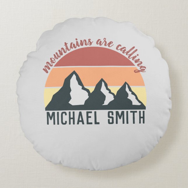  pastelbergen noemen monogram grijs rond kussen (Voorkant)