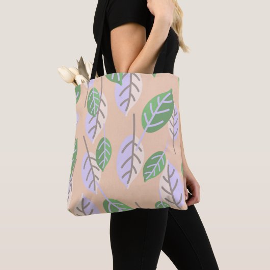pastelbladeren canvas tas (Dichtbij)