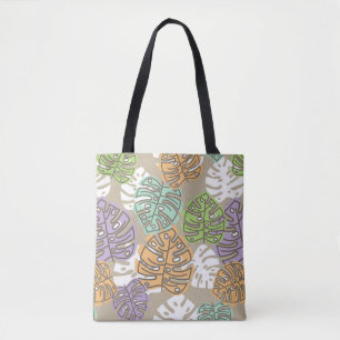 pastelbladeren canvas tas