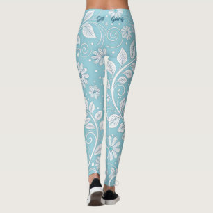 Pastelblauw Bloemmotief Leggings