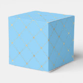 Pastelblauw en gouden latticepatroon bedankdoosjes (Achterkant)