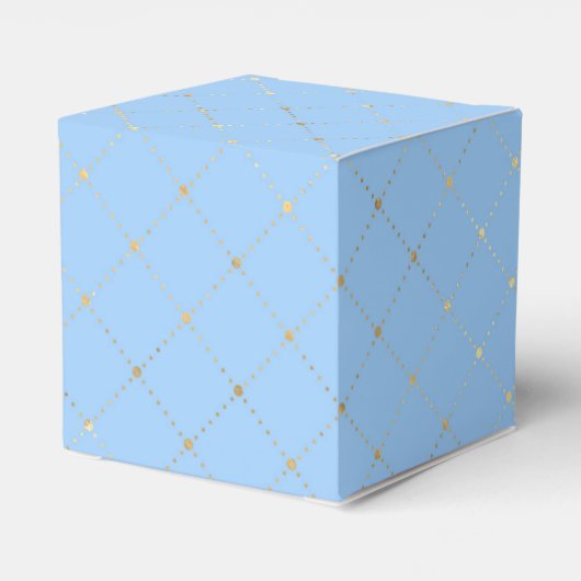 Pastelblauw en gouden latticepatroon bedankdoosjes (Achterkant)