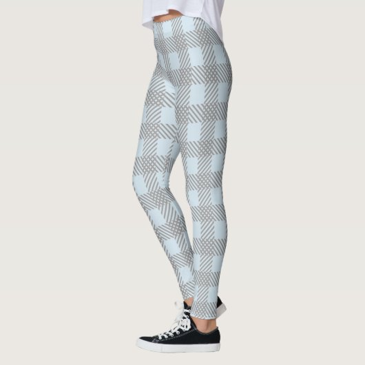 Pastelblauw en grijze speldenstaaf leggings (Links)