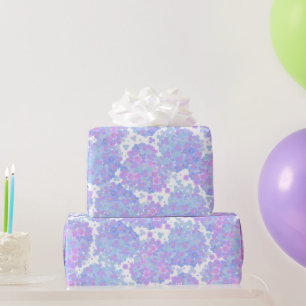 Pastelblauw en paarse Hydrangea Bloemblad Patroon Cadeaupapier