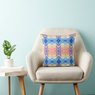 Pastelblauw en perzik kleuren mozaïek accentkussen kussen