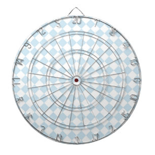 Pastelblauw en wit diamant geruit patroon dartbord