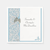 Pastelblauw en witte kant traditionele bruiloft servetten (Voorkant)