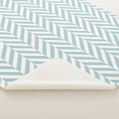 Pastelblauw geometrisch visgraatpatroon sherpa deken (3/4)